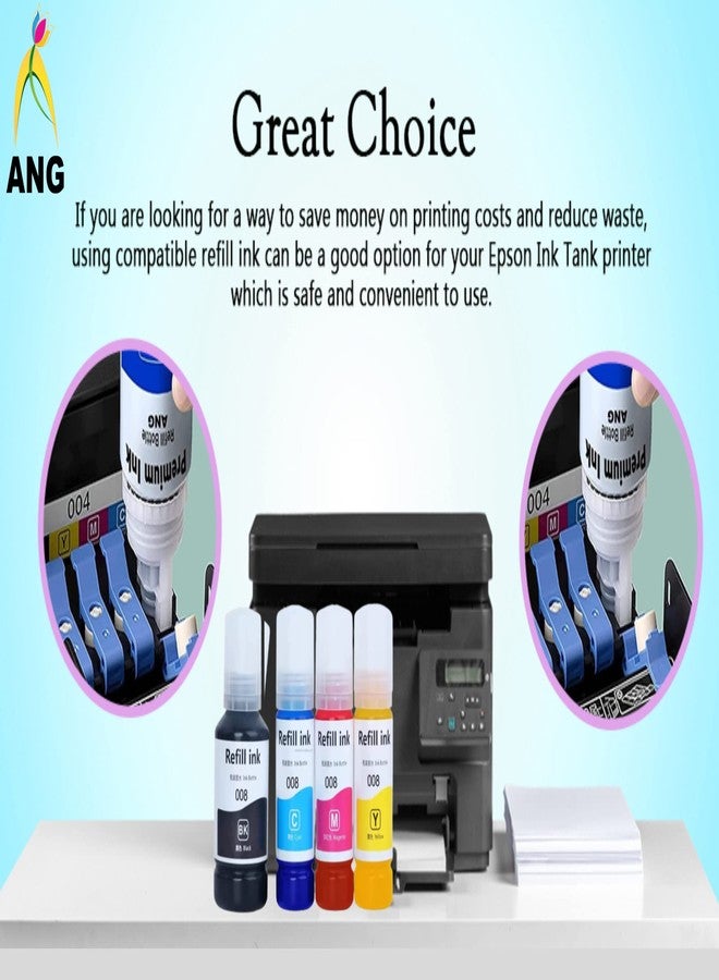 ANG Refill 008 for epssonn L6460/L6490/L6550/L6570/L6580/L11160/L15150/L15160 Printer Black + Tri Color Combo Pack Ink Bottle - Image 5