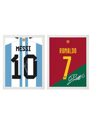Set of 2, Messi and Ronaldo Autographed Jersey Poster with Frame 30x40cm - pzsku/Z2E6D3A33C8C8763FD1A1Z/45/_/1676645385/6de42762-3a06-4bc5-81ea-a111eb42320b