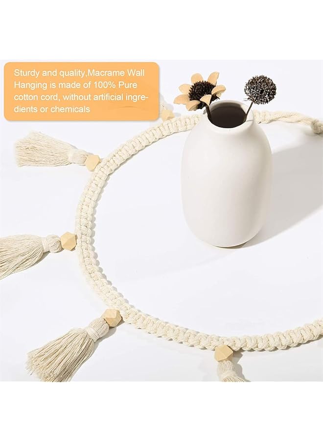 erorex 4 Pcs Macrame Woven Tassel Garland Hanging Tassel Fringe Garland Banner Basket Decorative Wall Hangings For Home Decor Nursery Room Rustic Country Decor 37.4 Inch Natural Color - Image 3