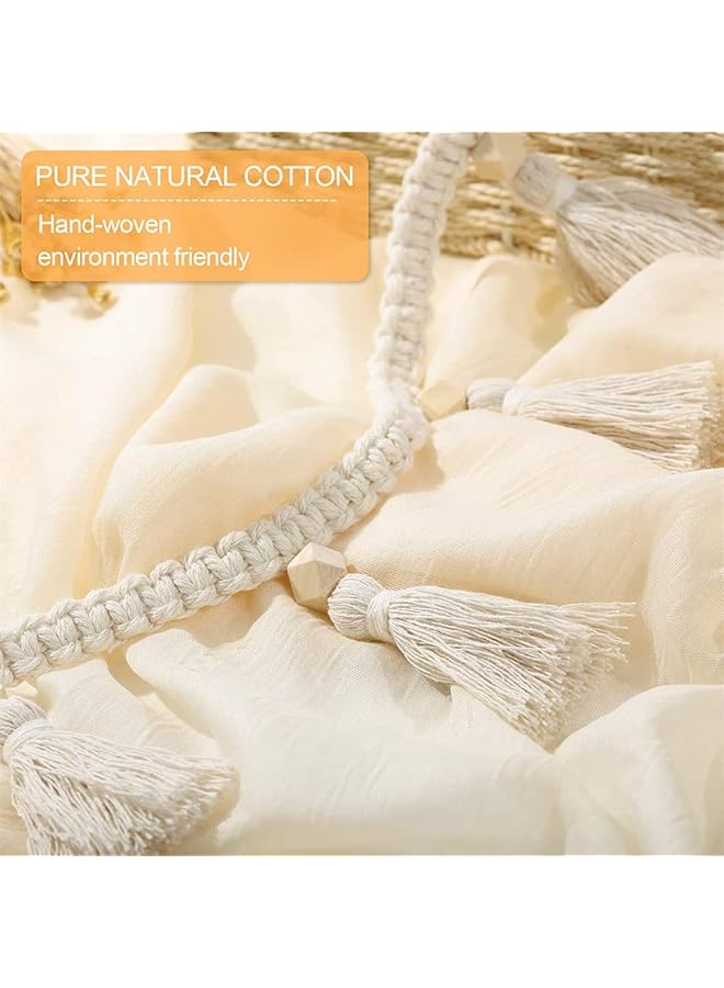 erorex 4 Pcs Macrame Woven Tassel Garland Hanging Tassel Fringe Garland Banner Basket Decorative Wall Hangings For Home Decor Nursery Room Rustic Country Decor 37.4 Inch Natural Color - Image 2