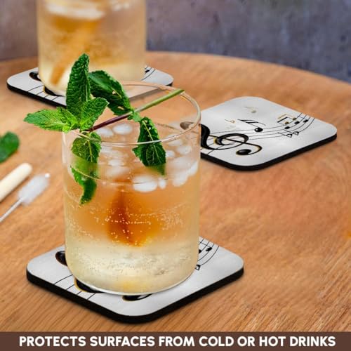 3dRose CST_55502_2 Music Notes Clef Sixteenth Quarter Beamed Flats and Sharps Soft Coasters, Black/Gold, Set of 8 - Image 3