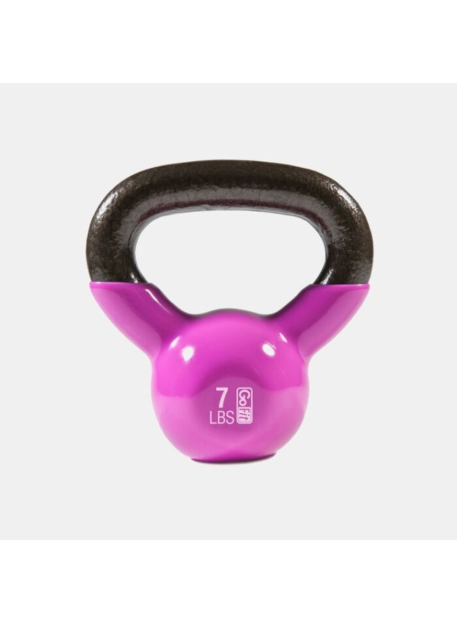 Go Fitness GoFitness Premium Vinyl-Coated Kettlebell – 7 lb Magenta – Strength, Core & Balance Training - Image 1