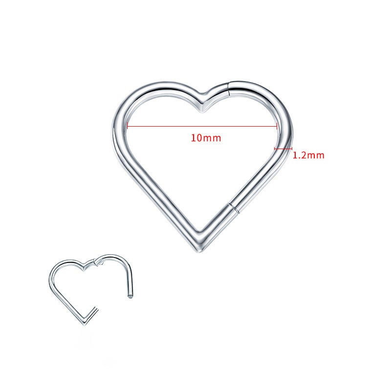 G23 Titanium Heart-Shaped Segmented Ring Face Body Jewelry 16g 8/10mm Cartilage Earring Nose Septum Piercing Auricle - Image 2