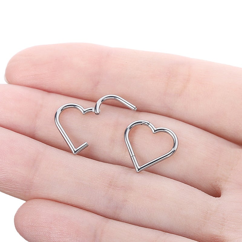 G23 Titanium Heart-Shaped Segmented Ring Face Body Jewelry 16g 8/10mm Cartilage Earring Nose Septum Piercing Auricle - Image 3