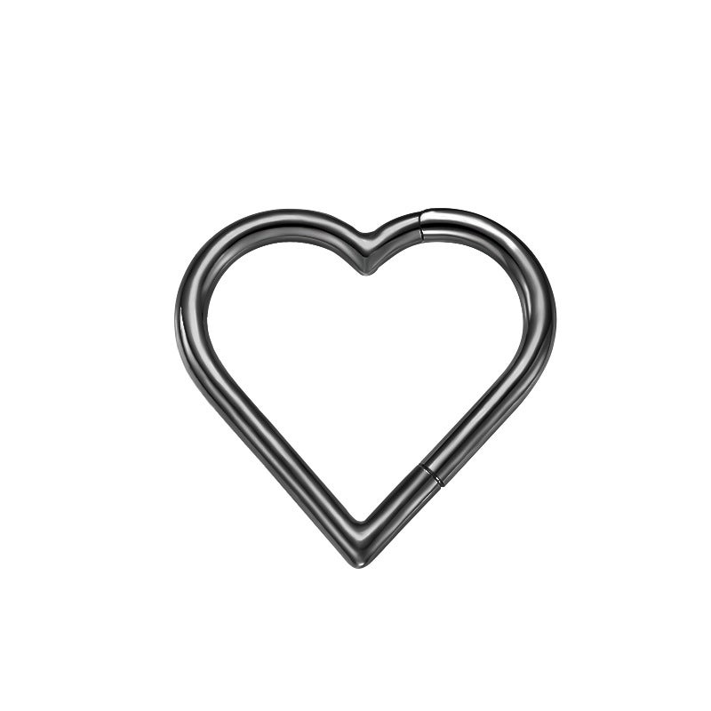 G23 Titanium Heart-Shaped Segmented Ring Face Body Jewelry 16g 8/10mm Cartilage Earring Nose Septum Piercing Auricle - Image 1