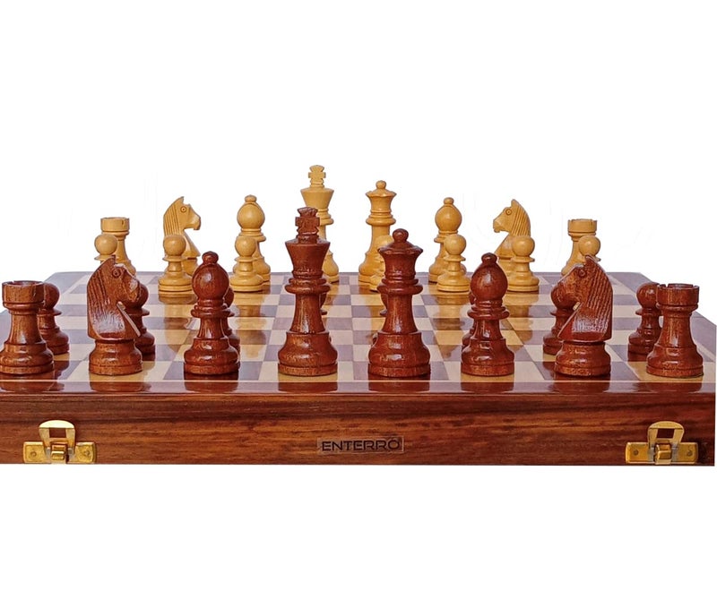 ENTERRO Adult Chess Board Set Wooden Magnetic 16 X 16 Inch - Handcrafted Foldable & Magnetic - Image 5