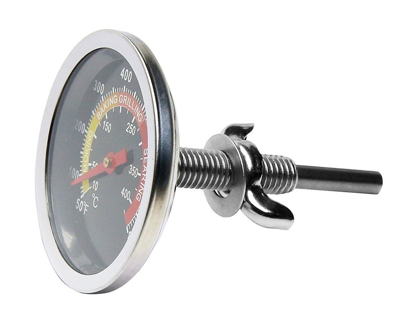 DOZYANT BBQ Charcoal Grill Smoker Temperature Gauge Pit Barbecue Thermometer Fahrenheit and Heat Indicator for Meat Cooking Port Lamb Beef, Stainless Steel Temp Gauge - Image 2