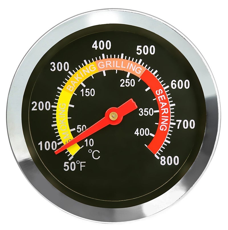 DOZYANT BBQ Charcoal Grill Smoker Temperature Gauge Pit Barbecue Thermometer Fahrenheit and Heat Indicator for Meat Cooking Port Lamb Beef, Stainless Steel Temp Gauge - Image 1