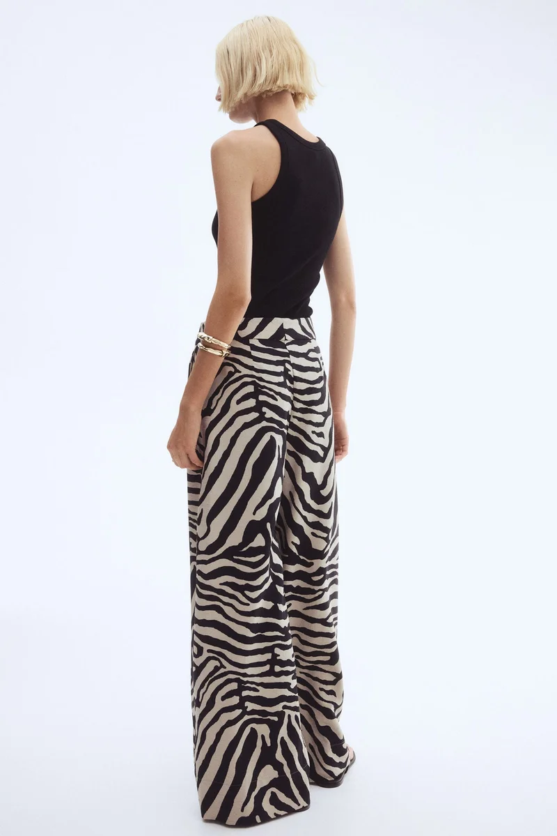 اتش اند ام بنطلون واسع الساق من نسيج التويل