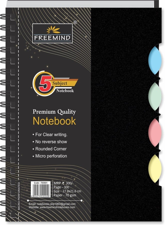 Freemind 5 Subject Single Line Notebook | 27.9 x 21.6 cm | 300 Pages | Versatile for School, Home & Office - Image 1