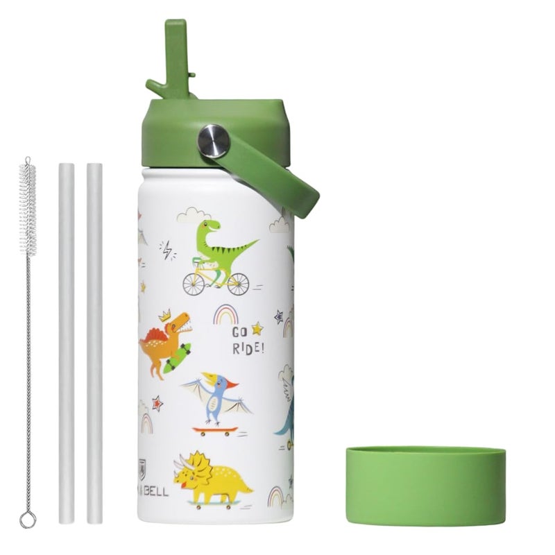 TOM  BELL Insulated Water Bottle for Kids 500ml,Double Wall Water Bottle for School, Sipper Bottle,Hot and Cold, Premium 304 Stainless Steel (Dinosaurs, 500ml) - Image 1