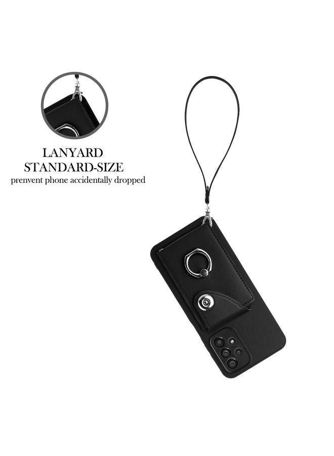 S-TOP Case For Samsung Galaxy A53 5G Organ Card Bag Ring Holder PU Phone Case with Lanyard - Image 3