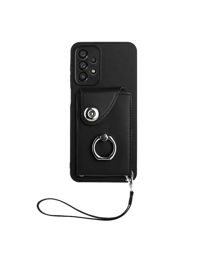 S-TOP Case For Samsung Galaxy A53 5G Organ Card Bag Ring Holder PU Phone Case with Lanyard - Image 2