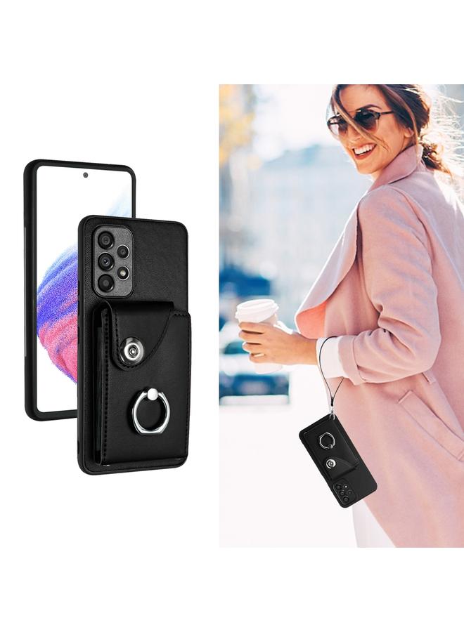 S-TOP Case For Samsung Galaxy A53 5G Organ Card Bag Ring Holder PU Phone Case with Lanyard - Image 5