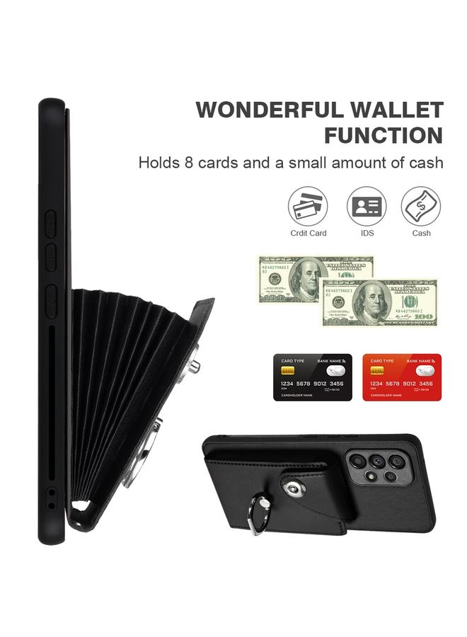 S-TOP Case For Samsung Galaxy A53 5G Organ Card Bag Ring Holder PU Phone Case with Lanyard - Image 4