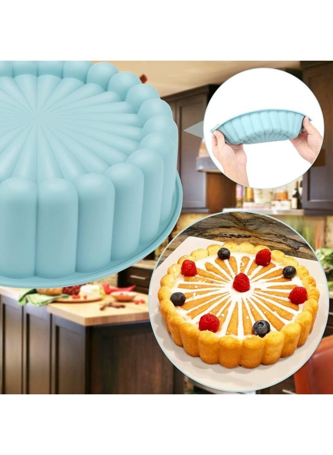 Cake Pan Silicone, 18cm Nonstick Round Cake Molds for Cheesecake, Chocolate Cake, Brownie, Tart, Pie, Flan, Bread Baking Pans, Nordic Green - Image 2