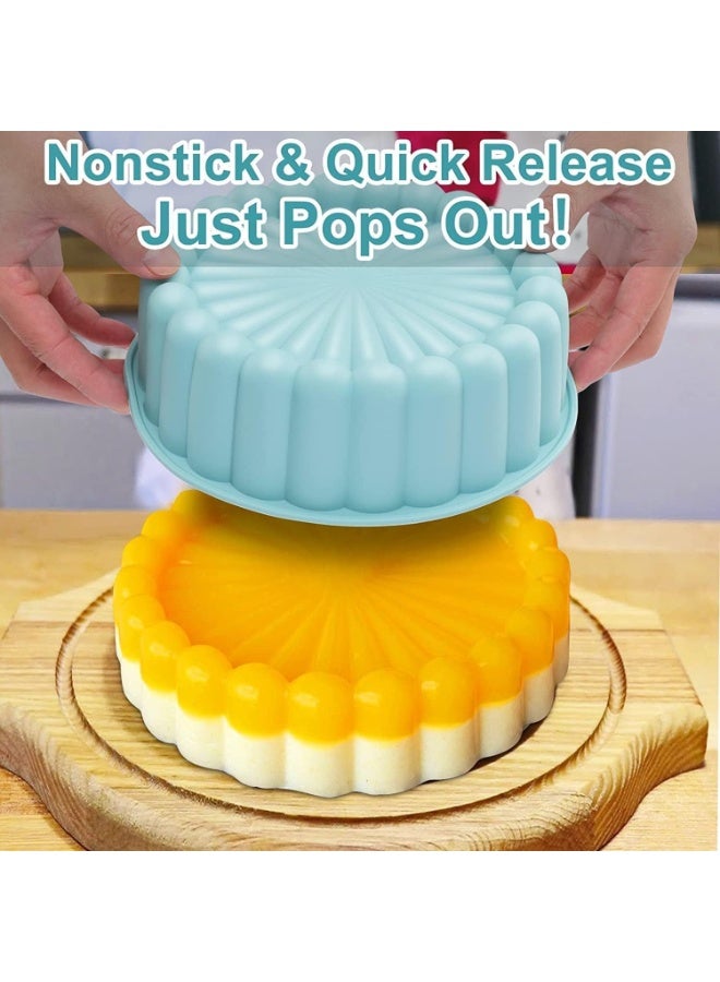 Cake Pan Silicone, 18cm Nonstick Round Cake Molds for Cheesecake, Chocolate Cake, Brownie, Tart, Pie, Flan, Bread Baking Pans, Nordic Green - Image 3