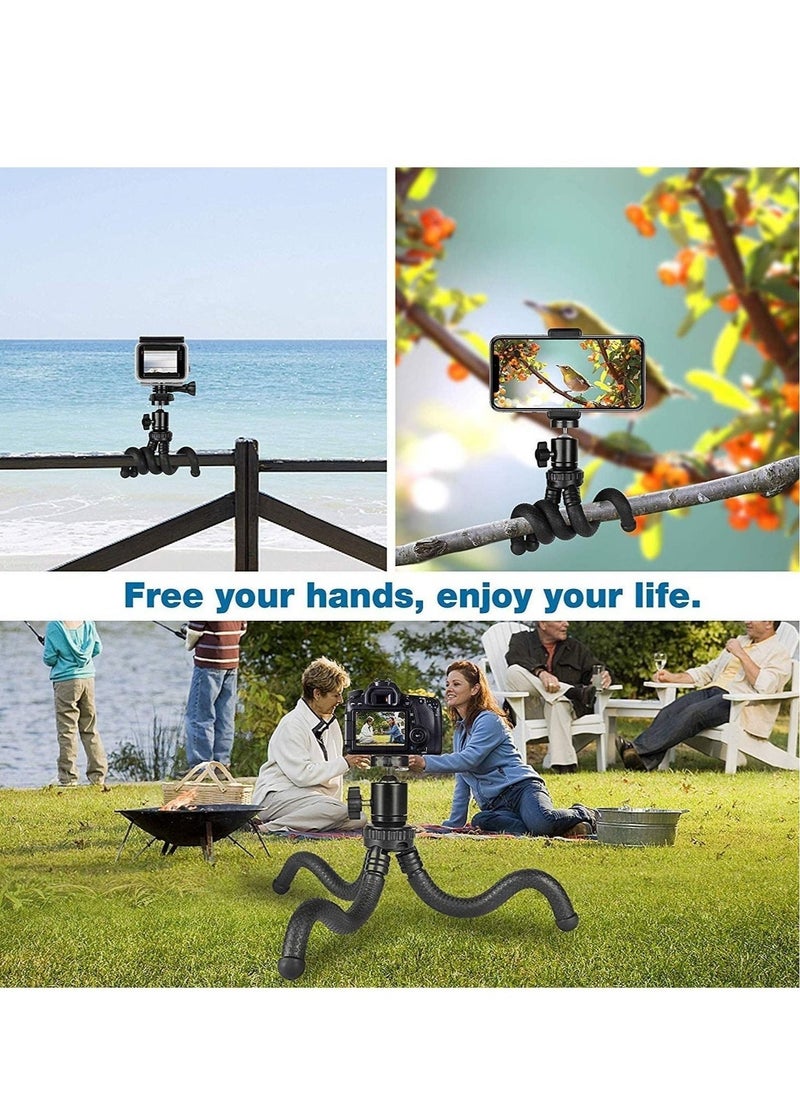 ELTRAZONE Phone Tripod, Flexible Cell Phone Tripod Adjustable Camera Stand Holder with Wireless Remote and Universal Clip 360° Rotating Mini Tripod Stand for iPhone, Samsung Android Phone, Sports Camera GoPro - Image 3