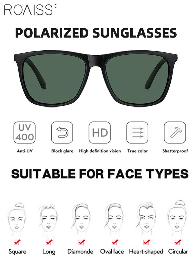 roaiss Men's Square Polarized Driving Sunglasses, UV400 Protection Sun Glasses, Fashion Anti-glare Sun Shades for Men Fishing, Traveling, Golfing, 57mm - Image 5