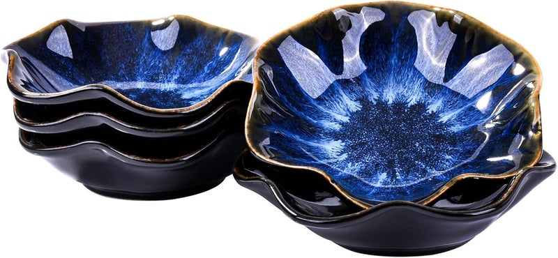 BOSILI Japanese Blue Soy Sauce Dishes Asian Vintage Blue Ceramic Dipping Bowl Set of 5 for Sushi Seasoning - Image 1