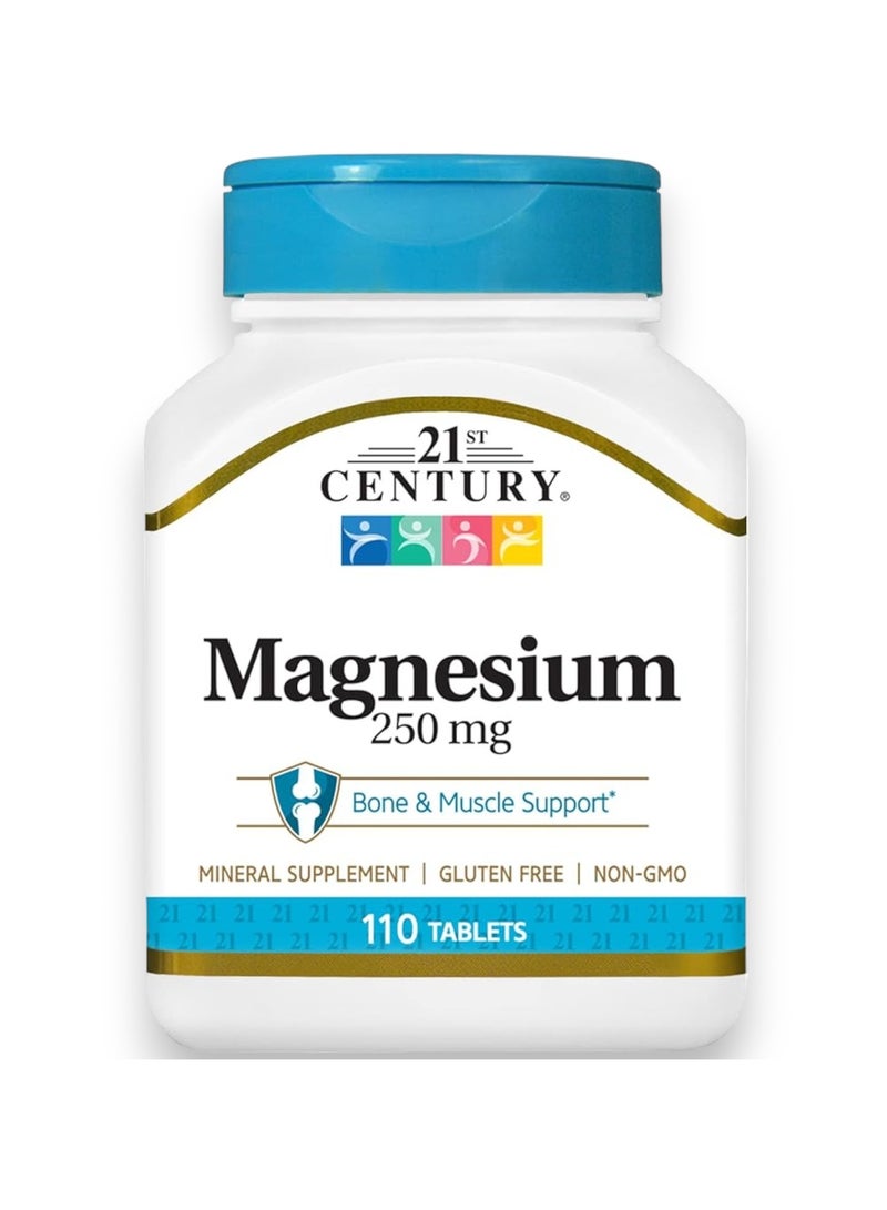 21st Century مغنيسيوم، دعم العظام والعضلات، 250 ملغ، 110 قرص - Image 1