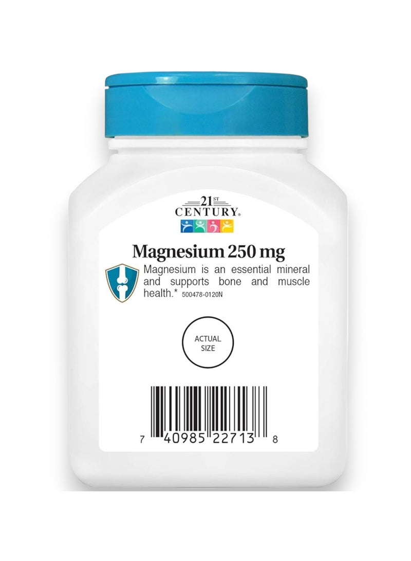 21st Century مغنيسيوم، دعم العظام والعضلات، 250 ملغ، 110 قرص - Image 2