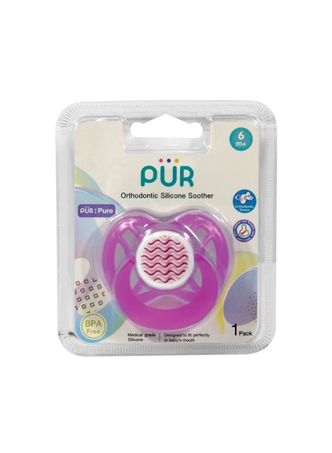 Pur Orthodontic silicone pacifier - suitable for babies 6 months and older - safe packaging - Image 1