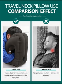 URbazaar Inflatable Travel Pillow, Airplane Neck Pillow Comfortably Supports Head and Chin for Airplanes, Trains, Cars and Office Napping with 3D Eye Mask, Earplugs and Portable Drawstring Bag  - Image 4