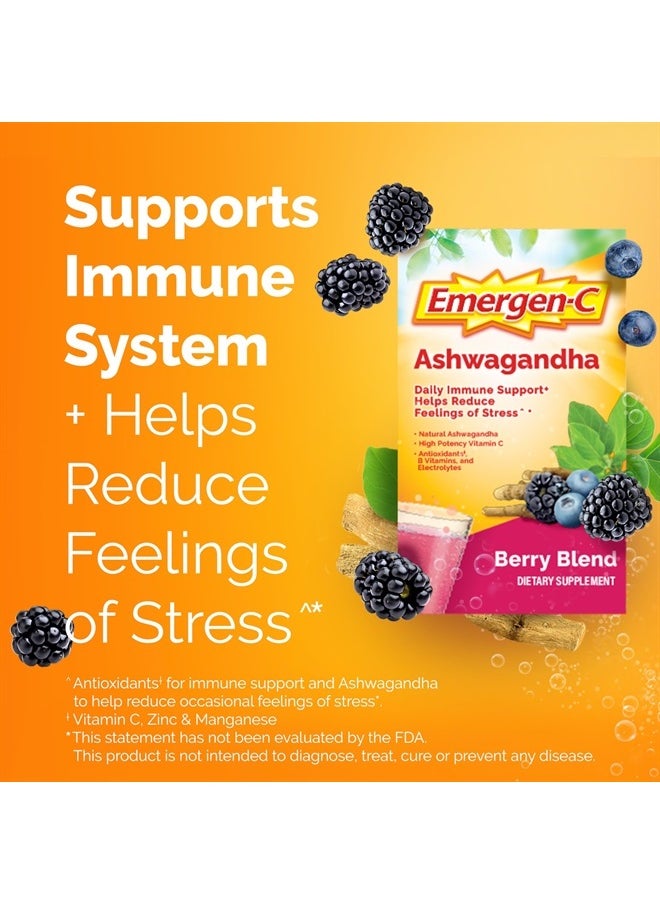 Emergen-C Vitamin C Ashwagandha Drink Mix, Dietary Supplement for Immune Support, Berry Blend - 18 Count  - Image 2