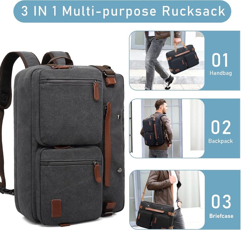 Convertible Laptop Backpack for Men Women, Computer and Tablet Case, Briefcase Shoulder Messenger Bag for Work School Travel - Image 5