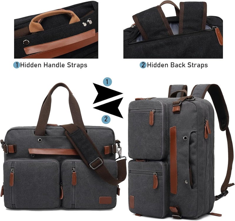 Convertible Laptop Backpack for Men Women, Computer and Tablet Case, Briefcase Shoulder Messenger Bag for Work School Travel - Image 3