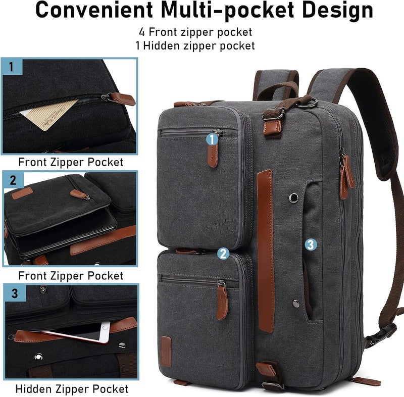 Convertible Laptop Backpack for Men Women, Computer and Tablet Case, Briefcase Shoulder Messenger Bag for Work School Travel - Image 2