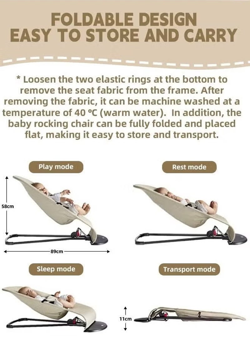 Arabest Portable Newborn Baby Balance Chair, Baby Bouncer, Bouncer Seat for Babies, Portable Rocker with Mesh Fabric Babies Soothing Vibrations, 0-6 Months - Image 4