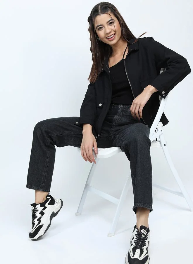 Tokyo Talkies Dark Wash Mid Rise Jeans by Styli
