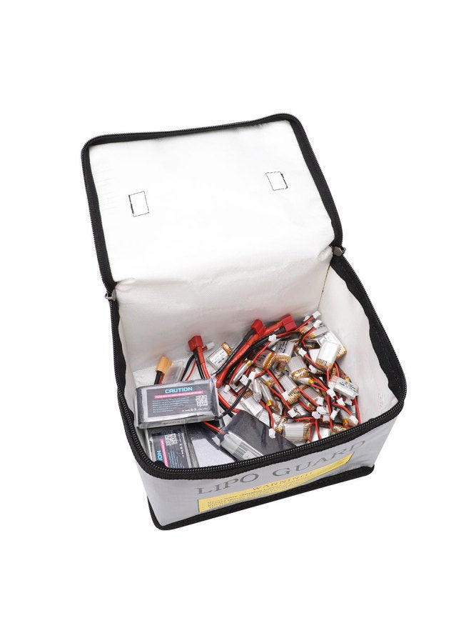 Model Aircraft Lithium Battery Explosion-proof Bag 215x145x165 Multi-functional Three-dimensional Zipper Explosion-proof Flame Retardant Handbag-Color:Silver  - Image 4