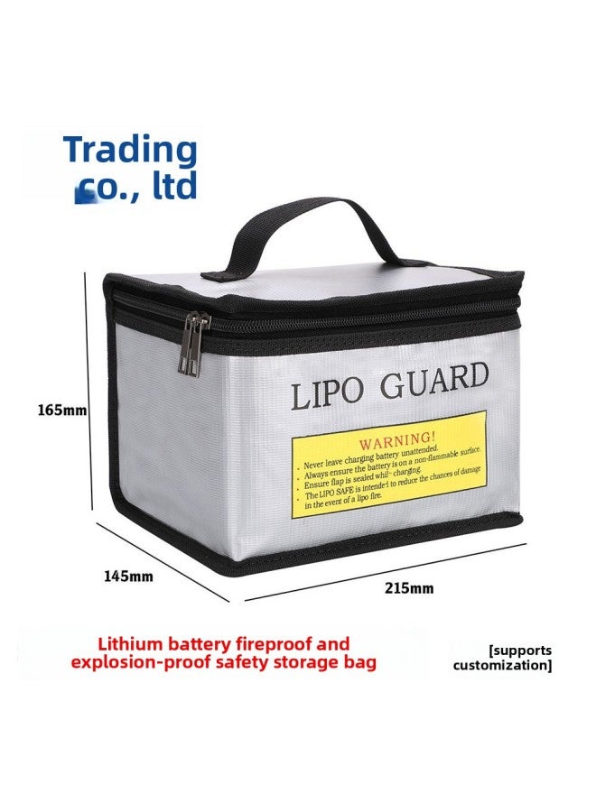 Model Aircraft Lithium Battery Explosion-proof Bag 215x145x165 Multi-functional Three-dimensional Zipper Explosion-proof Flame Retardant Handbag-Color:Silver  - Image 1