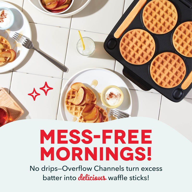 DASH Multi Mini Waffle Maker - Four 4” Waffle Molds, Nonstick Waffle Iron with Quick Heat-Up, Nonstick Surface - Perfect Mini Waffle Maker for Kids and Families, Just Add Batter - Image 3