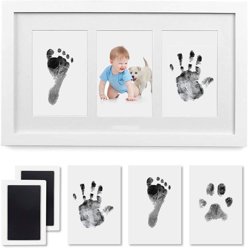PewinGo Baby Hand and Footprint Kit, Baby Framed Photo Kit with 100% Clean-Touch Ink Pad for Newborn Baby, Perfect New Baby Gift - Image 1