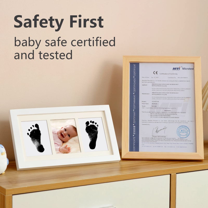 PewinGo Baby Hand and Footprint Kit, Baby Framed Photo Kit with 100% Clean-Touch Ink Pad for Newborn Baby, Perfect New Baby Gift - Image 2