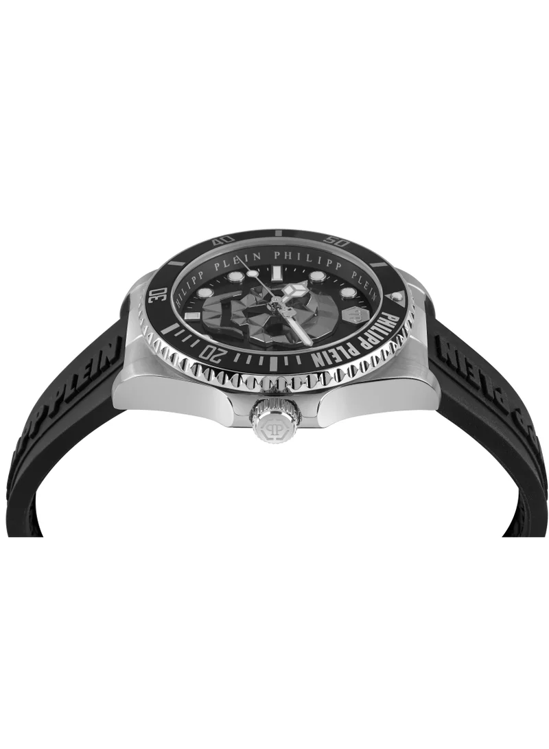 PHILIPP PLEIN SKull Diver Watch In Black Silicone Strap