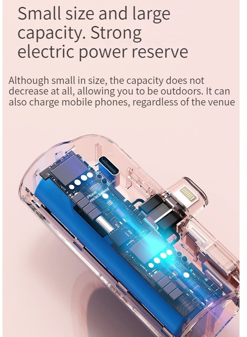5000 Mah Large Capacity Capsule Power Bank Apple And Typec Cable Dual Plug Comes With Mobile Phone Holder Portable Multi-function Power Bank Black  - Image 4