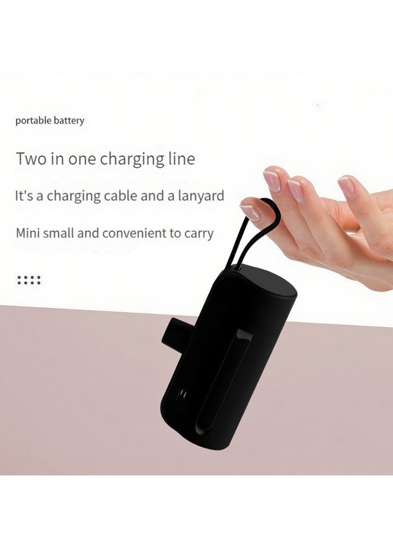 5000 Mah Large Capacity Capsule Power Bank Apple And Typec Cable Dual Plug Comes With Mobile Phone Holder Portable Multi-function Power Bank Black  - Image 3