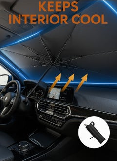 BKMax Car Foldable Sun Shade UV RaysVisor Windshields Umbrella Front Window Sunshade for Heat Reduction, Dashboard Protection, Interior Safeguard & Easy Storage Sunshade  - Image 2