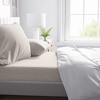 Natemia Queen Size Fitted Sheet Set - Organic Cotton Jersey - 60 x 80 Inches Fitted Sheet for Queen Mattress up to 18 - Image 1
