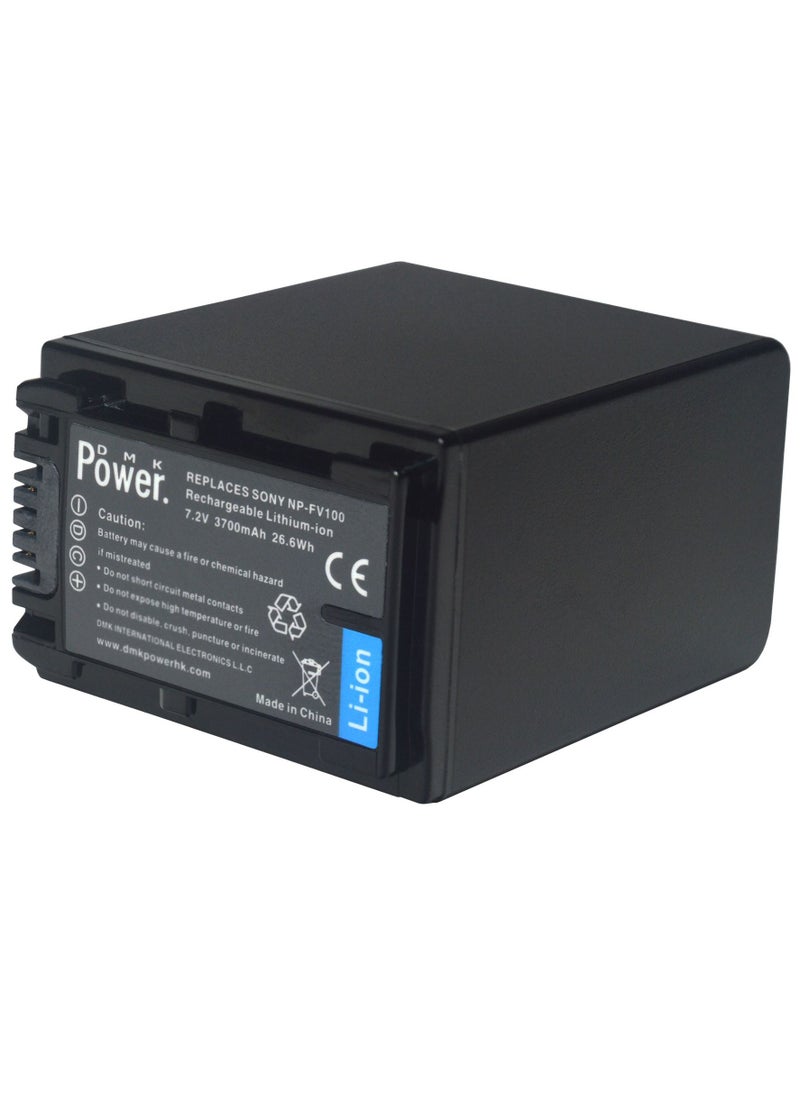 DMK Power - DMK Power NP-FV100 3700mAh battery and TC1000 Battery Charger Compatible with Sony HDR-CX150 HDR-CX150V DCRSX44R DCRSX44L XR550E XR350E XR150E.etc - Image 1