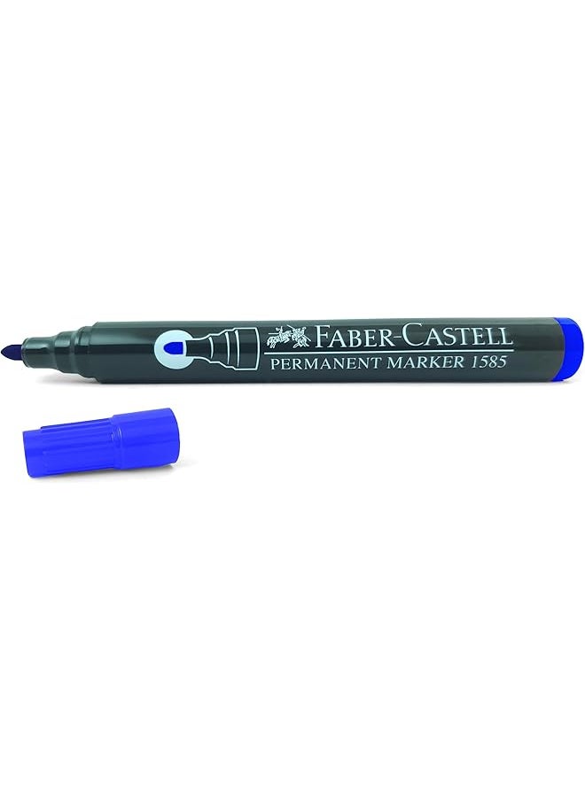 FABER-CASTELL - Round Tip Permanent Marker Pen 12 Pieces Blue - Image 1