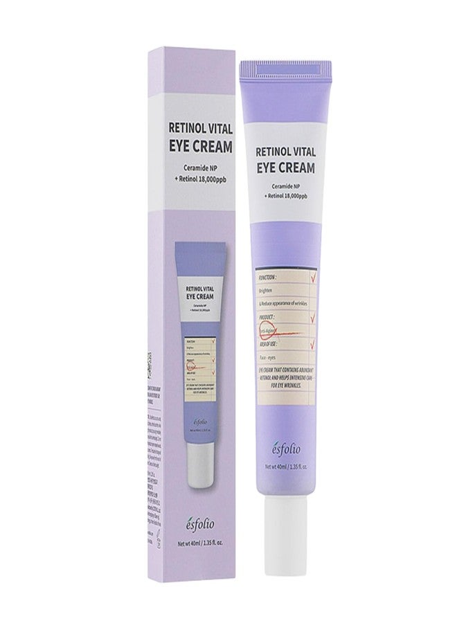 Esfolio Retinol Vitamin A Eye Cream for Deep Wrinkles, Fine Lines - Intensive Anti-Aging, Firming & Revitalizing Under Eye Treatment for Youthful Skin - Korean Beauty Skincare (1.35oz, 40ML) - Image 1