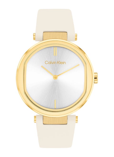 Women Analog Round Shape Leather Wrist Watch 25200254 36 mm