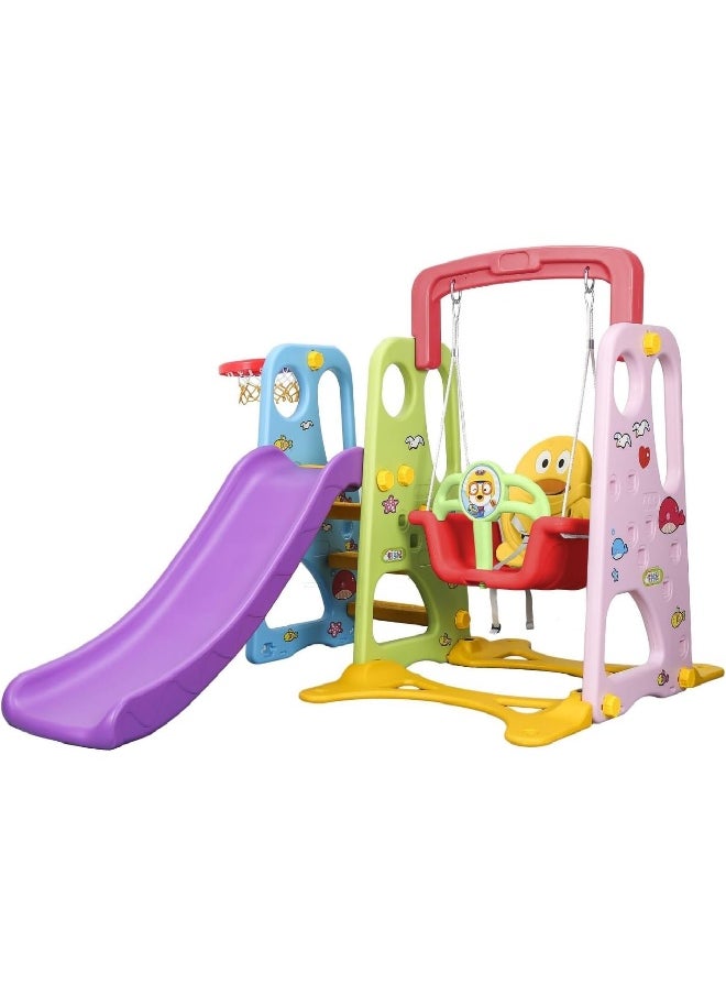Rainbow Toys RBW TOYS Slide for Kids Toys Set 3 in 1 Outdoor Play Structure Jumbo Slide and Swing with Basket Ball Game  - Image 3