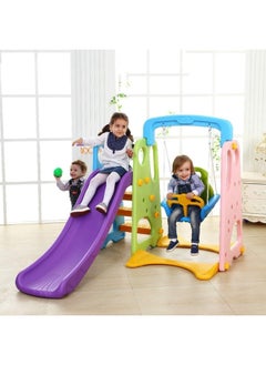 Rainbow Toys RBW TOYS Slide for Kids Toys Set 3 in 1 Outdoor Play Structure Jumbo Slide and Swing with Basket Ball Game  - Image 2